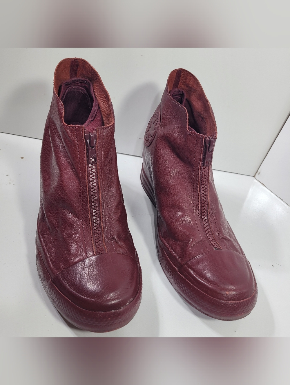 RARE Converse Shroud Women's Wedge Sneakers Burgundy Maroon Red Leather Size 10